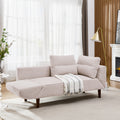 Convertible Futon Sofa Bed, Comfy Loveseat Sleeper Sofa With Adjustable Armrest, Strengthen Wood, Thick Padded Cushion, Small 2 Seater Couch For Living Room, Bedroom, Pink Pink Foam 2 Seat