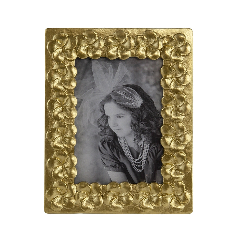 7.5X9.5" Vintage Gold Photo Frame With Flower Design Gold Art Deco,Luxury,Retro,Vintage Polyresin