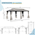 Gazebo 10X20Ft, Outdoor Gazebo With Double Roofs, Privacy Curtains, Mosquito Nettings, Heavy Duty Metal Frame Party Tent Canopy For Patio, Backyard, Deck, Lawn, Grey Gray Garden & Outdoor Uv