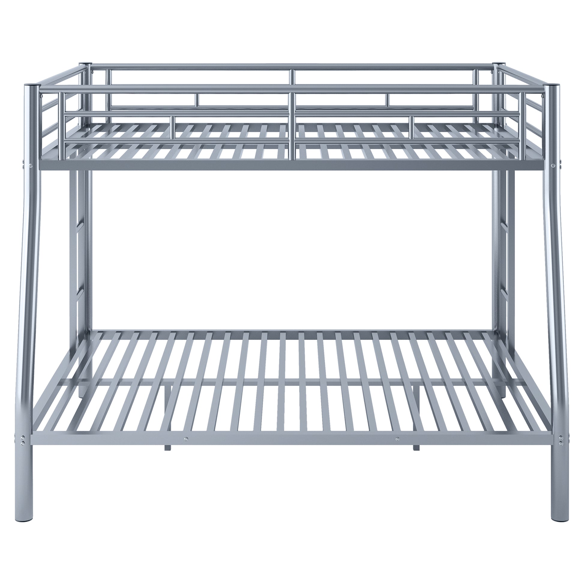 Full Xl Over Queen Metal Bunk Bed With Ladder And Guardrails, Silver Expected Arrival Time: 9.7 Box Spring Not Required Full Xl Silver Metal Metal