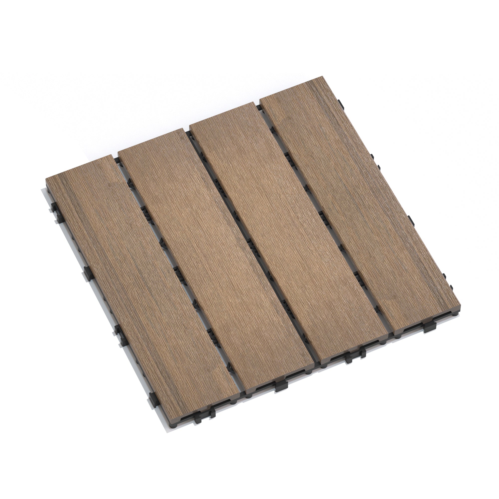 Patio Floor Tiles Pack Of 22 Wpc Wood Plastic Composite Patio Deck Tiles Diy Interlocking Decking Tiles, Quick Deck Floor Tile, Court Tile, Water Resistant Indoor Outdoor 11.8" Oak Oak Plastic