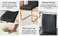 Table And Chair Set.Modern Rectangular Dining Table With Black Textured Stickers Glass Tabletop And Gold Plated Metal Legs.Paried With 4 Comfortable Chairs With Pu Seats And Golden Metal Legs. Black Gold Seats 4 Glass Metal