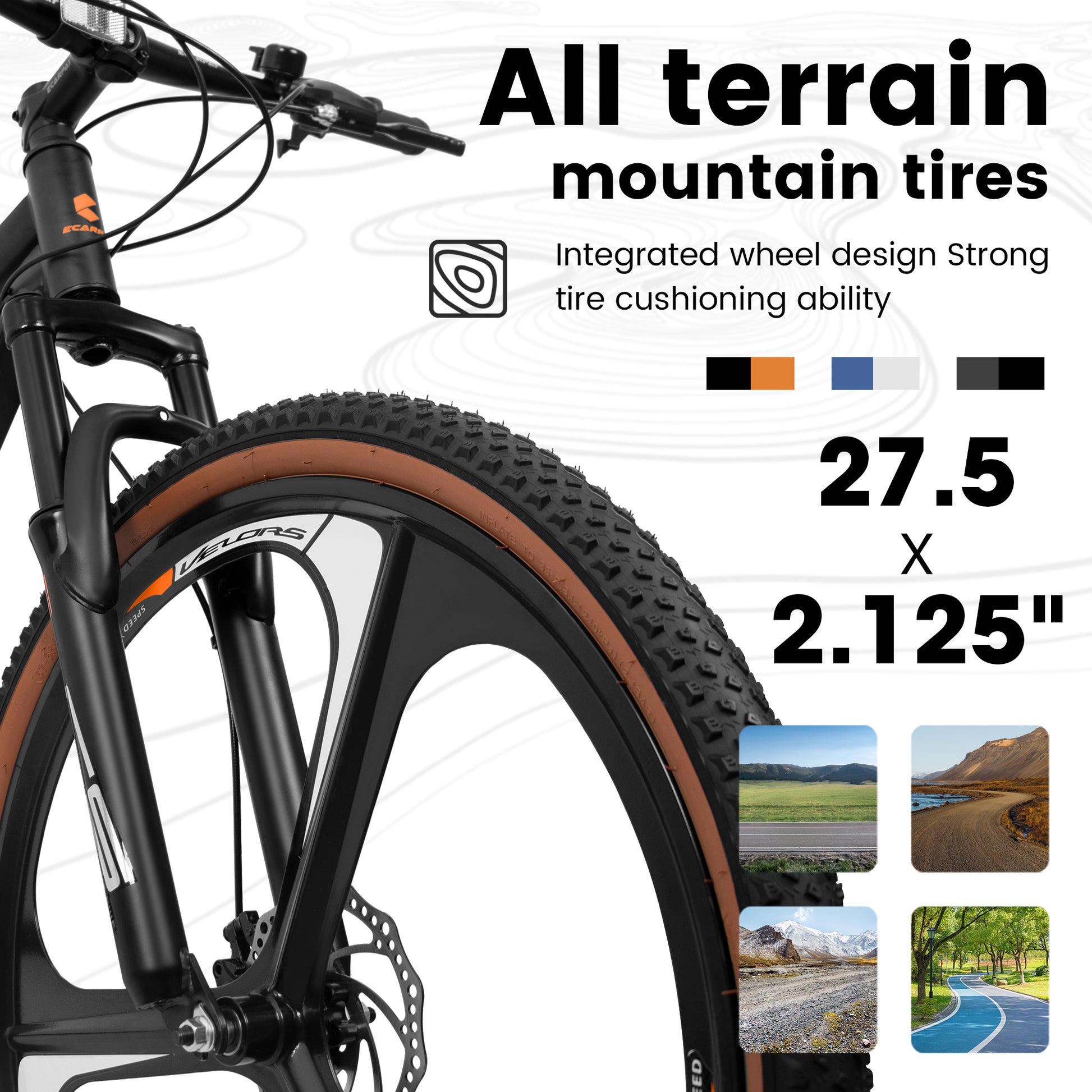 A27301M Mountain Bike 27.5 Inch Wheels, 21 Speed Road Bicycle With Dual Disc Brakes For Men And Women,High Carbon Steel Frame Front Fork Bicycles, Adult Faster Racing Bike Black Orange Steel