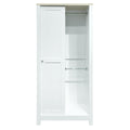 Bedroom Storage Wardrobe With Hanging Rods And 2 Drawers And Open Shelves,Sliding Door,White White Mdf