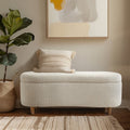 Boucle Flip Top Storage Bench Cream See Below Cream Wood