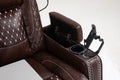 Power Zero Gravity Recliner With Multifunctional Features Storage Armrest & Cup Holder Laptop Table & Phone Holder Reading Light & Led Infinite Position Recline For Living Room & Office Brown Leather