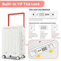 Aluminum Frame 20 Inch With Front Open Carry On Luggage, Pc Hard Shell Suitcase, Bounce Wide Handle Pull Rod Luggage With 360 Double Wheels, Built In Tsa Lock, Airline Approved Suitcase For Business White Pc