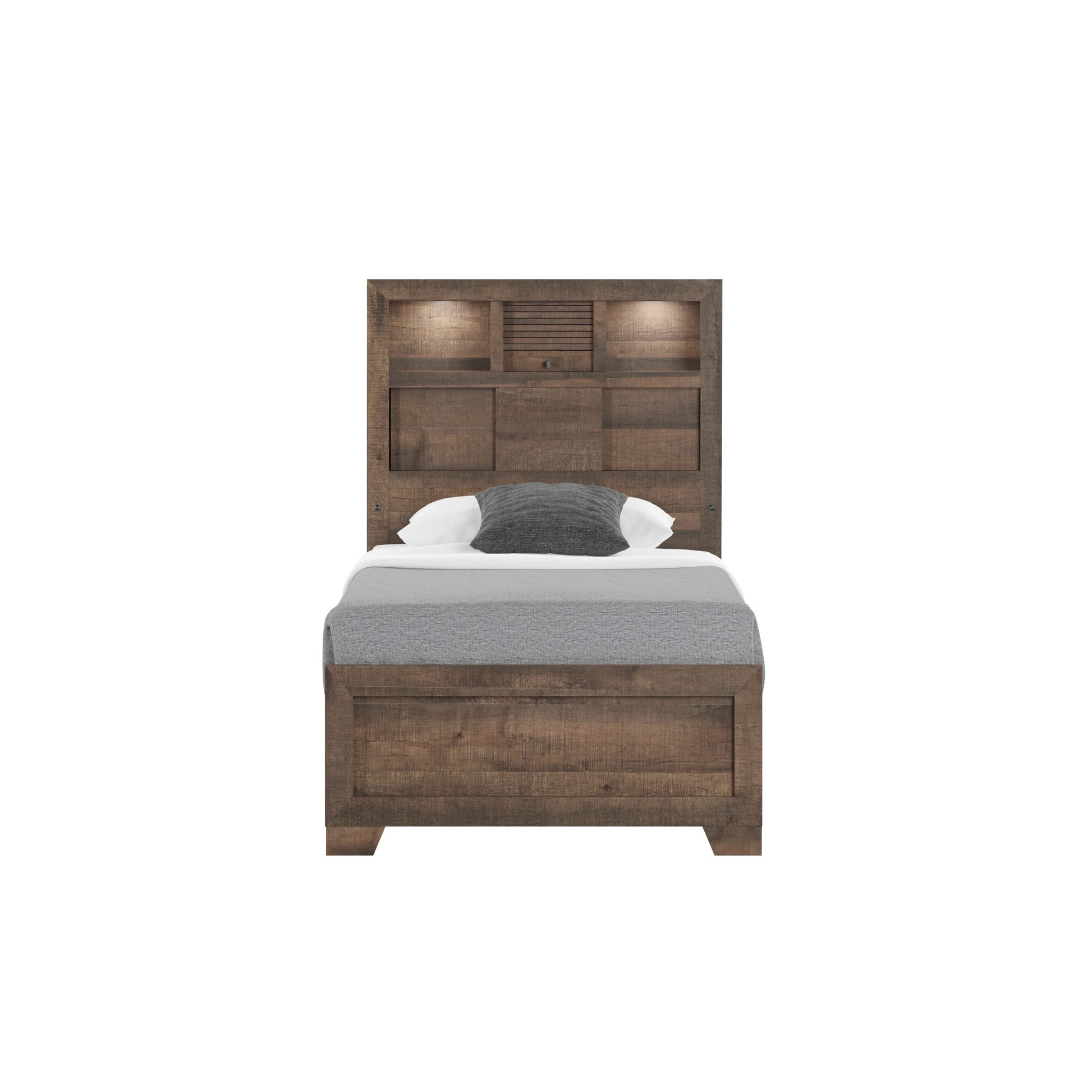 Plinz Brown Twin Bookcase Bed Twin Brown Engineered Wood