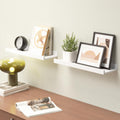 Floating Shelves Wall Mounted Set Of 2, Modern White Shelves For Room White Engineered Wood