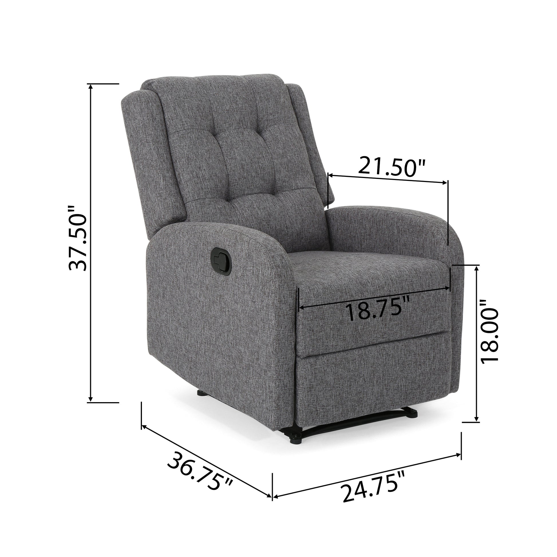 24.75" Wide Manual Standard Recliner Charcoal Fabric