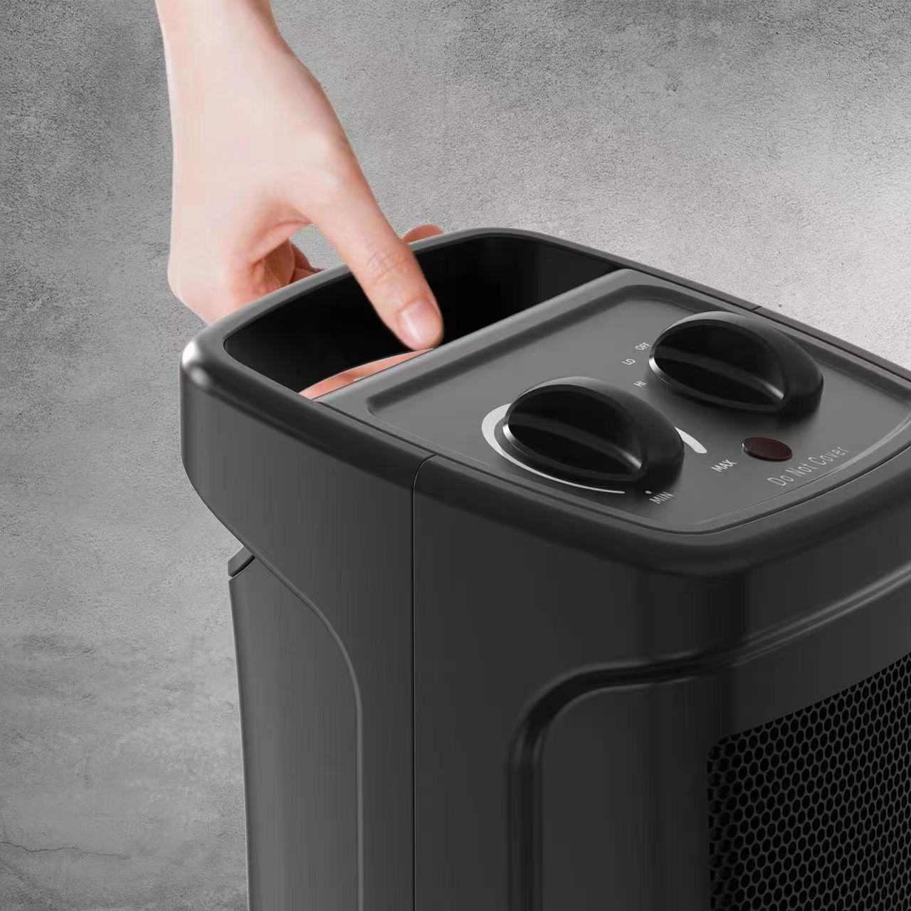 Space Heater, Portable Electric Heater With Adjustable Thermostat And Remote Control, Manual,Black Black Plastic