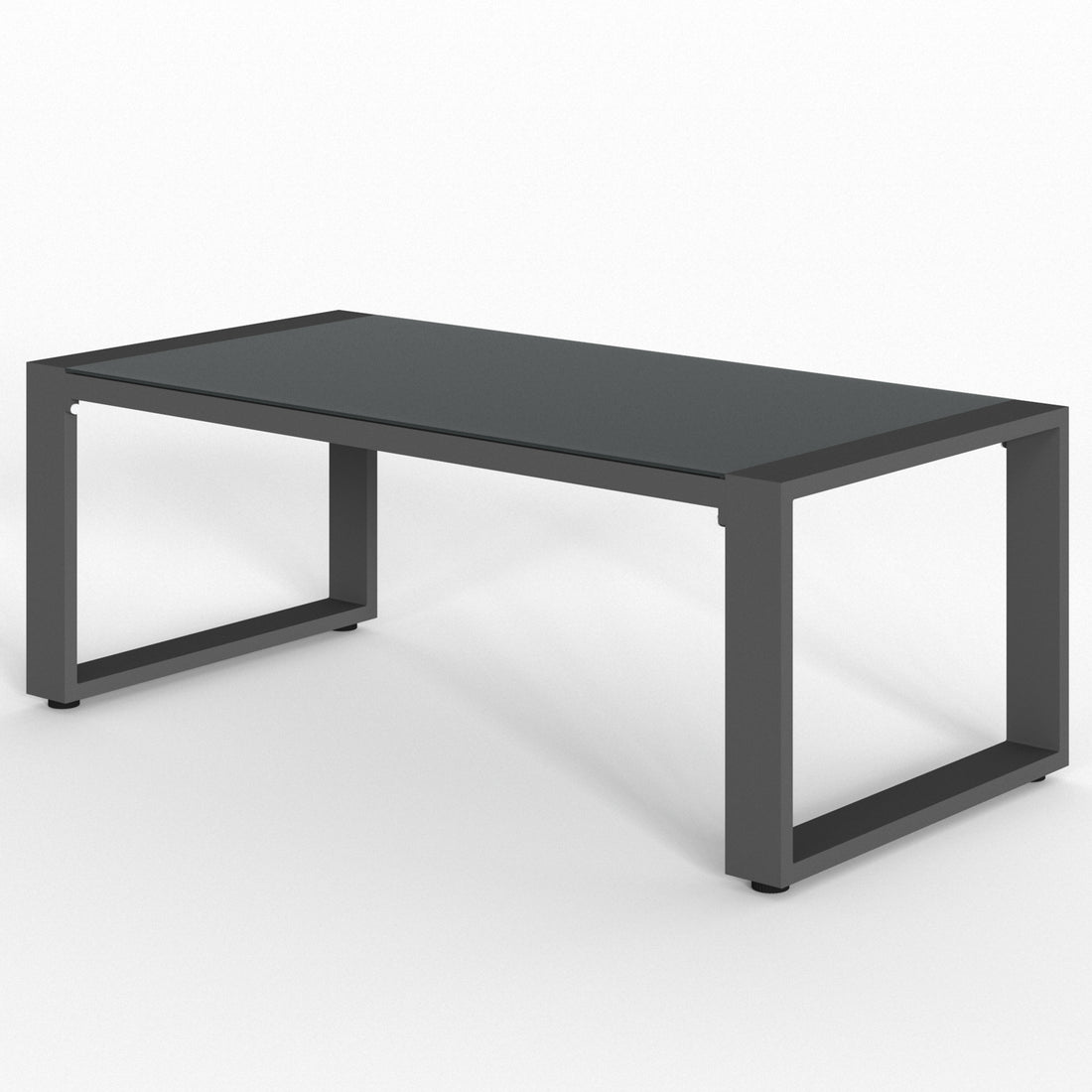 Coffee Table Powder Coated Aluminum And Glass Lightweight Table Versatile Use Rectangular Gray Gray Aluminium