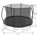 12Ft Trampoline Double Side Color Pad Trampoline For Kids And Adults With Enclosure Net And Ladder,Curved Fence Pole Black Steel Steel