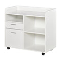 Vinsetto Filing Cabinet Printer Stand Mobile Lateral File Cabinet With 2 Drawers, 3 Open Storage Shelves For Home Office Organization, White White Particle Board