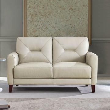 Mavis Leather Loveseat Beige Memory Foam Genuine Leather