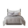 7 Piece Printed Seersucker Comforter Set Grey King King Grey Polyester