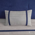7 Pc Pieced Faux Suede Comforter Set Blue Cal King California King Blue Polyester
