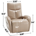 Brown Leatheraire Swivel And Rocker Power Recliner Chair With Lumbar Support, Max Swivel Degree 270 , Heavy Duty Motion Mechanism With Usb And Type C Ports Brown Faux Leather Power Push Button Metal Primary Living Space Medium Firm Pillow Back Heavy Duty