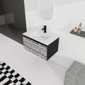 30'' Floating Wall Mounted Bathroom Vanity With Ceramics Sink & Soft Close Cabinet Door, Kd Package Black Bathroom Modern Plywood