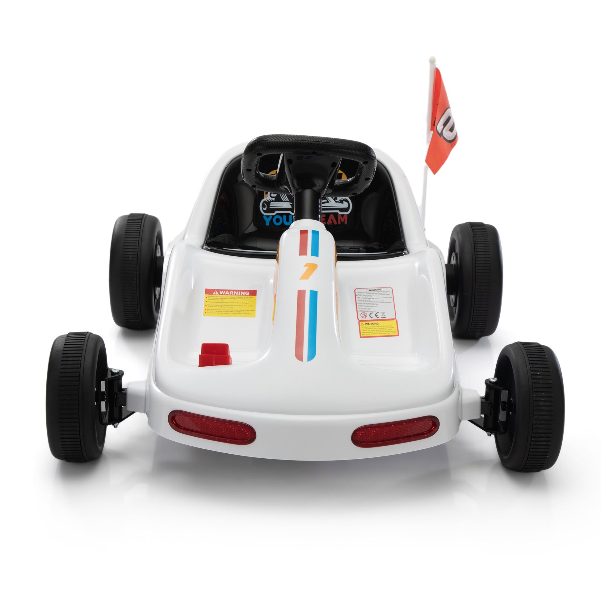 12V Kids Ride On Go Kart, Electric 4 Wheeler Car With Remote Control, Cushioned Seat, Led Lights, Mp3 Music, Bluetooth, Pedal Control, Battery Powered Vehicle For 3 8 Years Old, White White Polypropylene