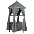 Outsunny Outdoor Towel Valet Caddy, Covered Poolside Towel Holder Rack, Shelf, Basket, Rolling Pe Rattan Wicker Storage On Wheels, Gray Gray Steel
