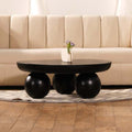 35 In. Solid Wood Round Coffee Table, Modern Accent Table For Living Room, Black Black Primary Living Space Industrial Freestanding Mango Coffee & End Tables Round Wood