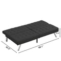 Wood Frame, Stainless Leg, Futon, Sofa Bed Black Black Fabric 2 Seat