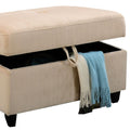 Beige Storage Upholstery Ottoman Beige Velvet Wood Primary Living Space Solid Beige Flip Top Rectangle With Storage Velvet