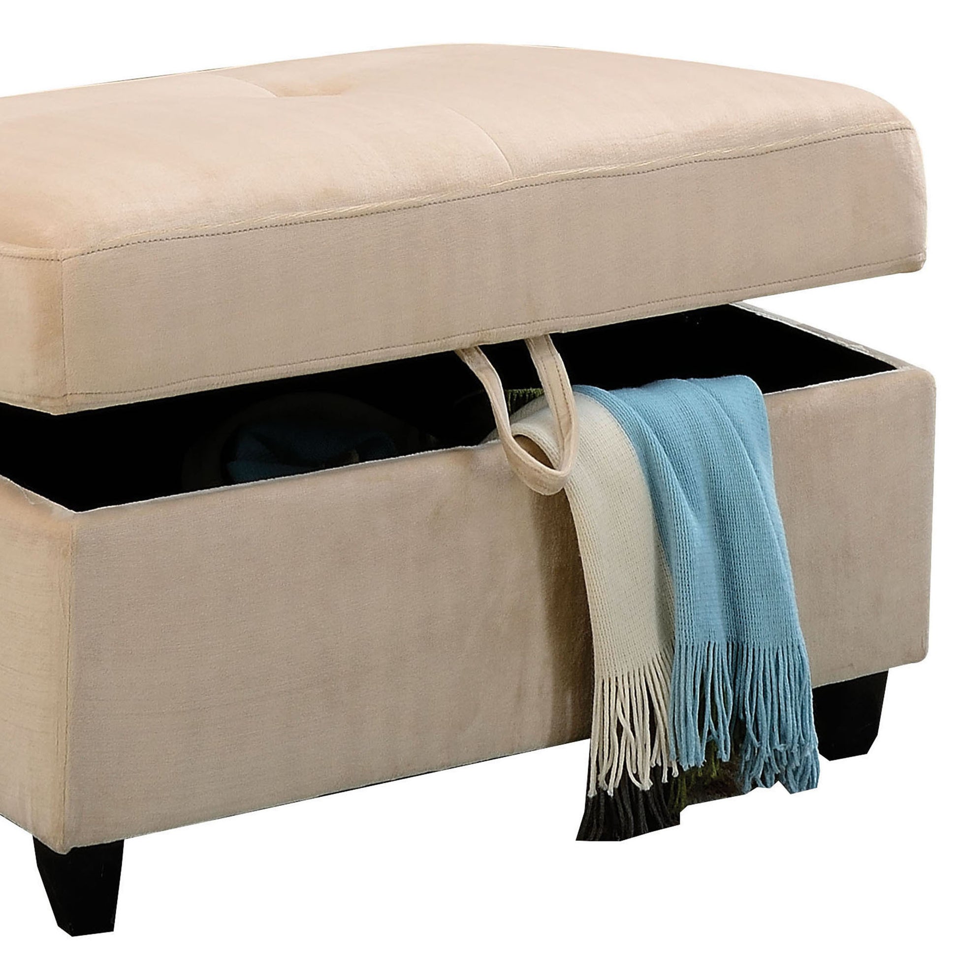 Beige Storage Upholstery Ottoman Beige Velvet Wood Primary Living Space Solid Beige Flip Top Rectangle With Storage Velvet