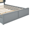 Queen Size Rattan Headboard Bed With Two Drawers And Trundle, Gray Queen Gray Solid Wood Mdf