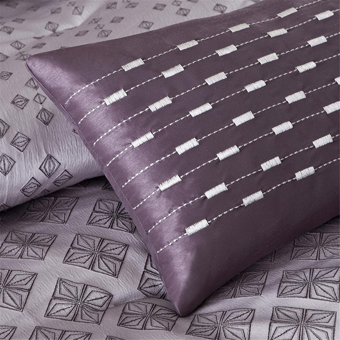 7 Piece Jaquard Comforter Set Purple King King Purple Polyester