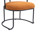 Coolmore Boucle Dining Chairs Set Of 2, Mid Century Modern Curved Backrest Chair, Round Upholstered Kitchen Chairs Orange Boucle Orange Foam Mdf Metal