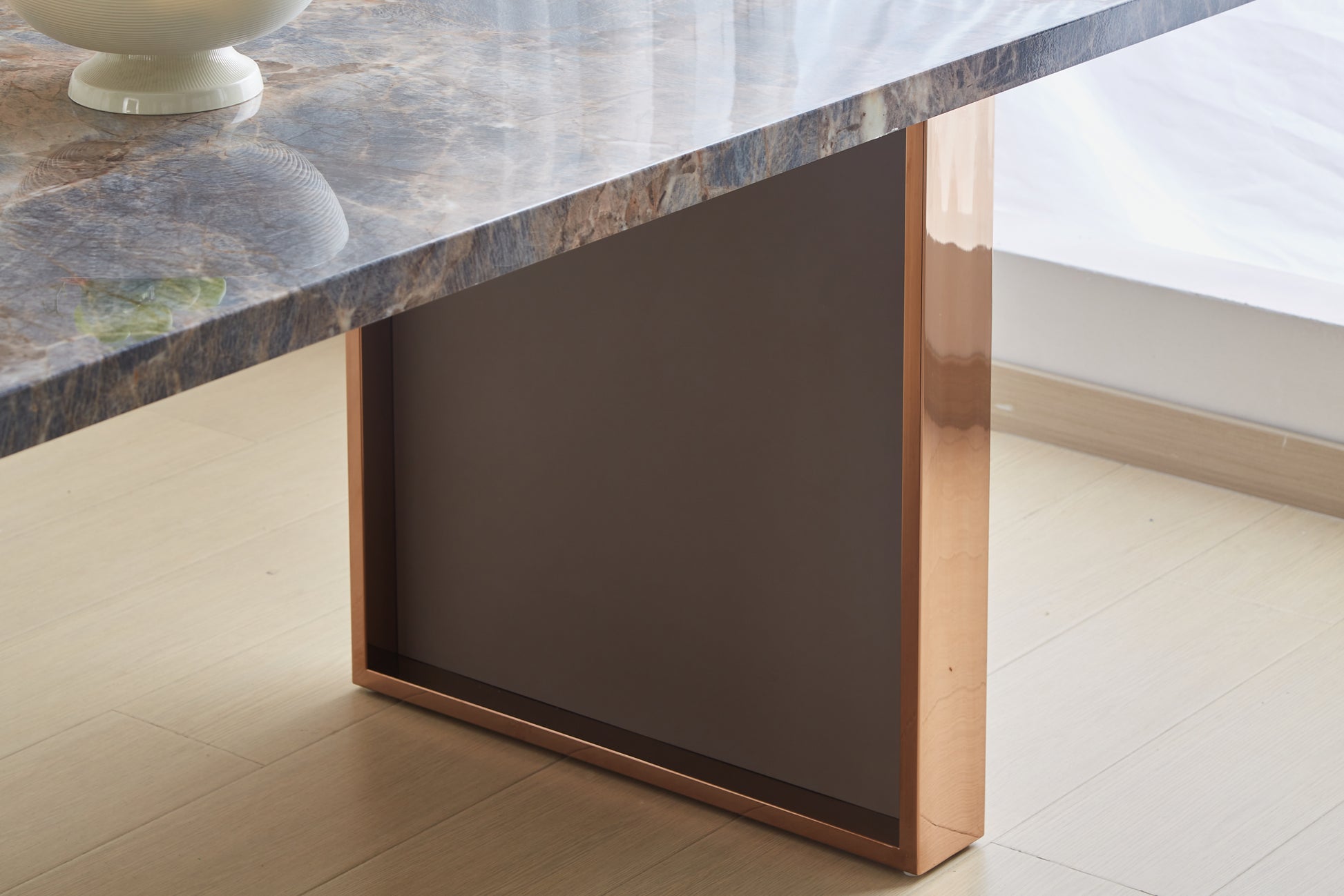 Faux Marble Mdf Dinning Table For 6 Or 8,Rectangular 70.8"L*35.4"W*29.8"H, Luxurious Rocky Stone Effect Top Stainless Steel Legs Modern, Durable, Easy To Assemble For Kitchen Living Room Meeting Brown Brown Grey Seats 6 Gray Ergonomic Desk And Hutch