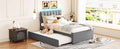 Teddy Fleece Twin Size Upholstered Platform Bed With Trundle, Gray Twin Gray Fleece