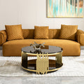 Double Layer Black Tempered Glass Top Stainless Steel Round Coffee Table For Living Room Gold Black Contemporary Round Shelves Coffee & End Tables Polished Stainless Steel
