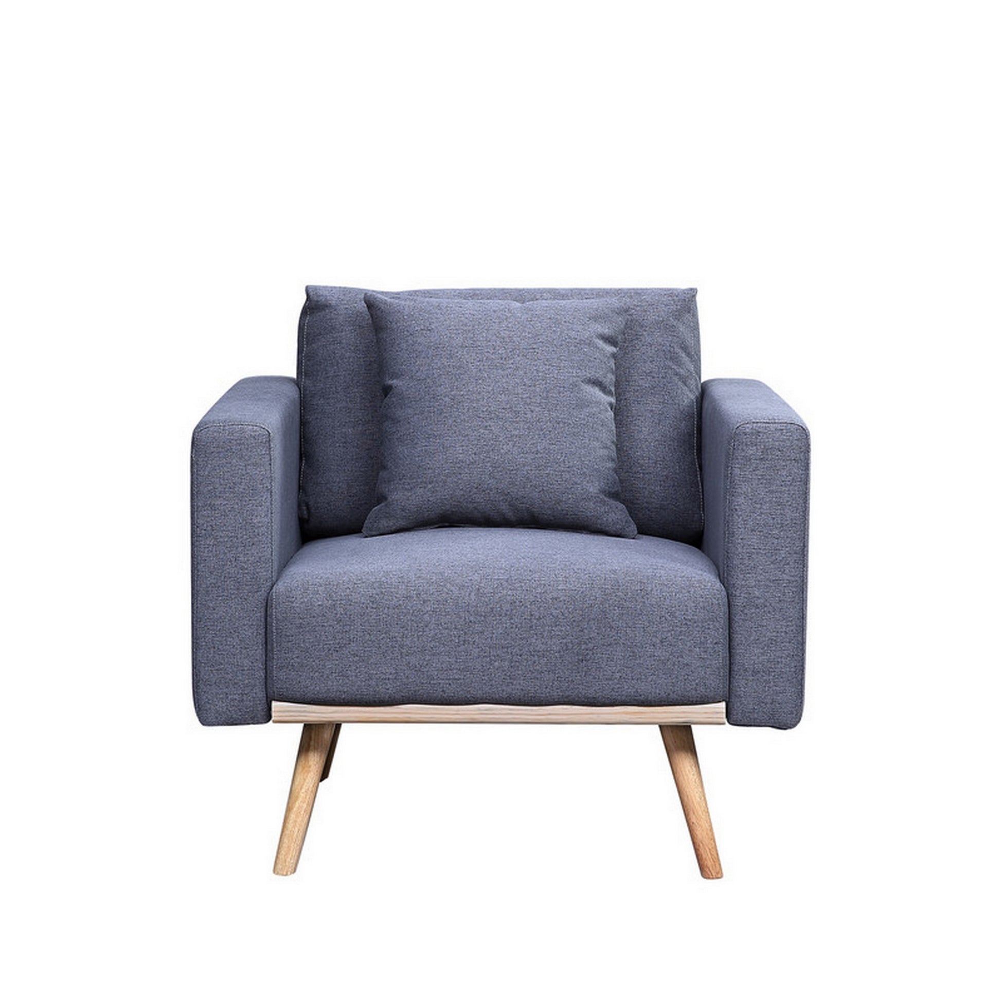 Mico 33 Inch Modern Sofa Chair With Usb Ports And Pocket, Dark Gray Fabric Gray Solid Wood