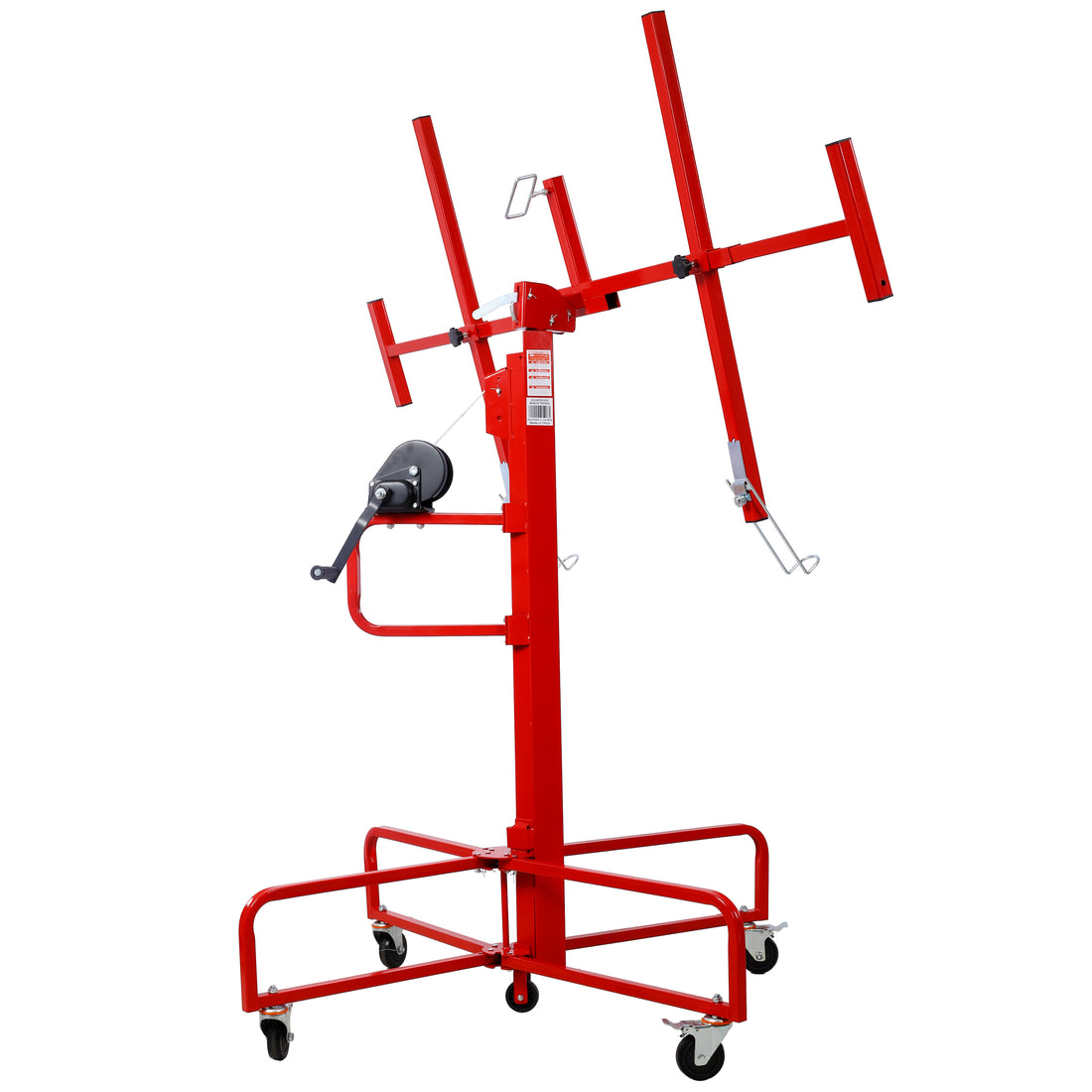 Drywall Lift Panel 13' Lift Drywall Panel Hoist Jack Lifter Jack Rolling Caster Wheel Sheetrock Drywall Lift Construction Tools,150 Lb. Capacity, 4Ft. X 16Ft. Max. Sheet Size,Red Red Steel
