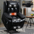 Dual Motor Infinite Position Up To 350 Lbs Electric Medium Size Genuine Leather Black Power Lift Recliner Chair With 8 Point Vibration Massage And Lumbar Heating White Metal Primary Living Space Heavy Duty Pine Black Genuine Leather Power Remote Medium