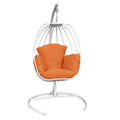 Hanging Egg Chair With Stand, Hammock Swing Chair With Hanging Kit,Orange Orange Rust Resistant Frame Garden & Outdoor Modern Aluminium