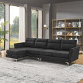 Modern Sofa 3 Seat Couch With Stainless Steel Trim And Metal Legs For Living Room,Black Black Foam 3 Seat