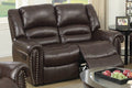 Plush Relax 1Pc Manual Motion Loveseat Dark Brown Bonded Leather 2 Seat Couch Armrest Cushion Seating Living Room Furniture Dark Brown Faux Leather Metal Primary Living Space Cushion Back Contemporary,Modern Pillow Top Arms Metal 2 Seat