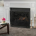 Thayer Single Panel Iron Fireplace Screen Black Primary Living Space American Design,Antique,Classic Iron