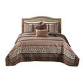 5 Piece Jacquard Quilt Set With Throw Pillows Red King Cal King King Red Cotton