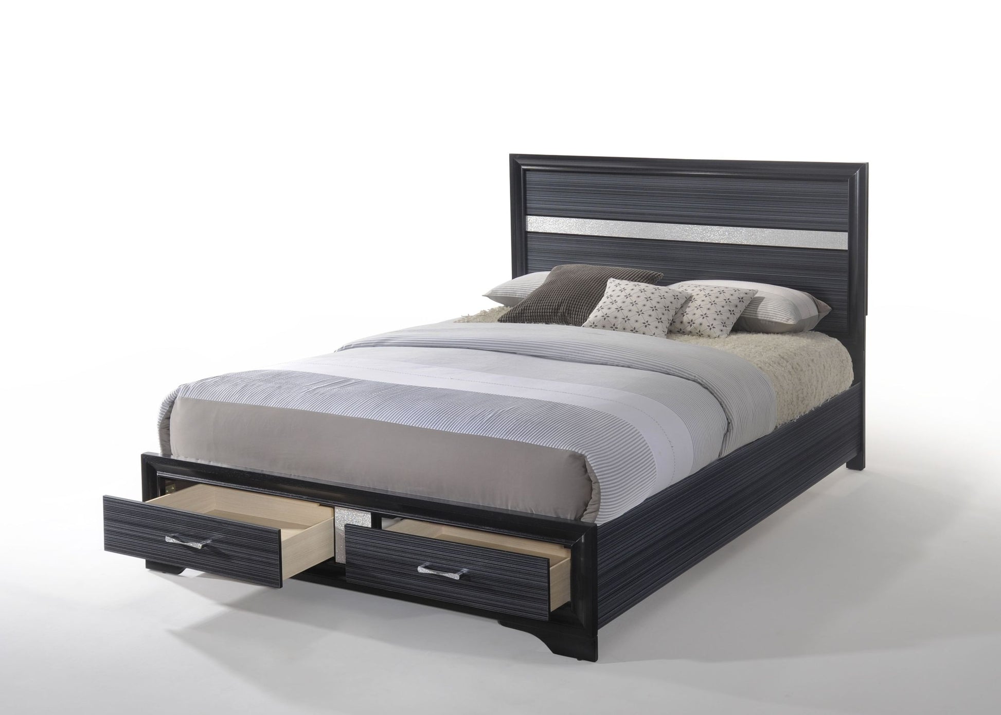 Black Queen Bed With Storage Box Spring Required Queen Black Wood Contemporary Wood