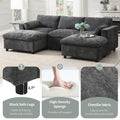 86.5''Chenille Sectional Sofa With Storage Pockets, 5 Seat U Shaped Sleeper Couch Set,2 Pic Free Combination,Convertible Sofa Bed With Ottoman For Living Room,Apartment,3 Colors Dark Grey Chenille 5 Seat