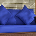 Outsunny Patio Wicker Loveseat With Cushions, 2 Seat Outdoor Pe Rattan Couch Sofa With Throw Pillows, For Porch, Backyard, Garden, Poolside, Blue Dark Blue Rattan Metal