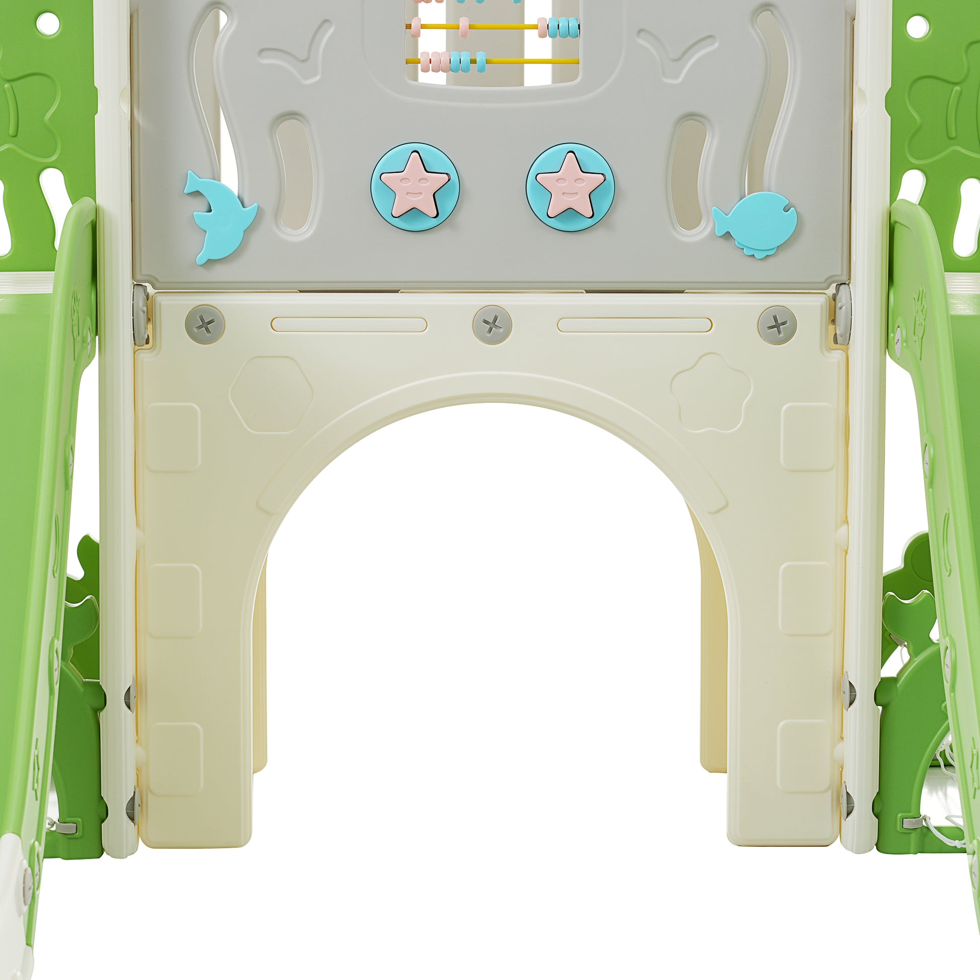 Kids Slide Playset Structure 8 In 1, Freestanding Ocean Themed Set With Slide, Arch Tunnel,Basketball Hoop And Telescope, Double Slides For Toddlers, Kids Climbers Playground Green 50 99 Lbs Cute 1 To 2 Years Hdpe Indoor & Outdoor Use