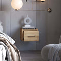 Macadamia Wall Mounted Floating Nightstand Natural 1 Drawer Bedroom Floating Space Saving Wood