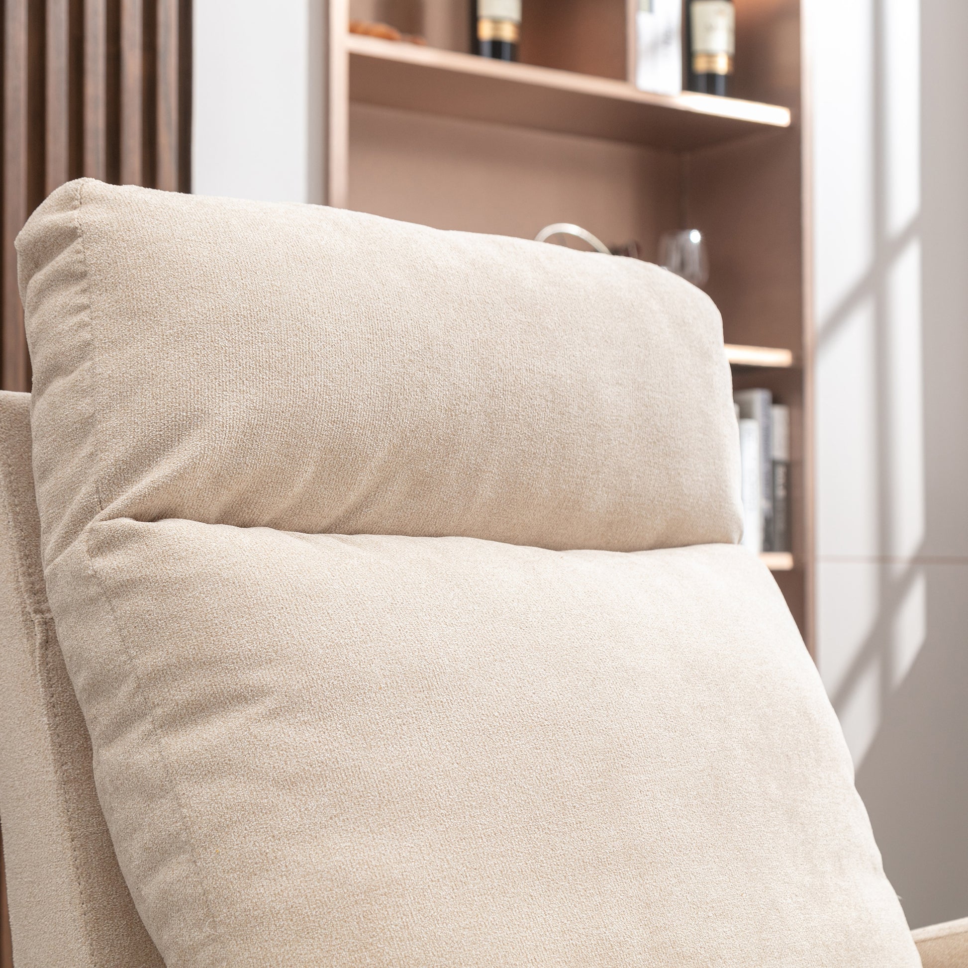 Jiada Upholstered Swivel Glider.Rocking Chair For Nursery In Beige.Modern Style One Left Bag Beige Primary Living Space Foam Metal