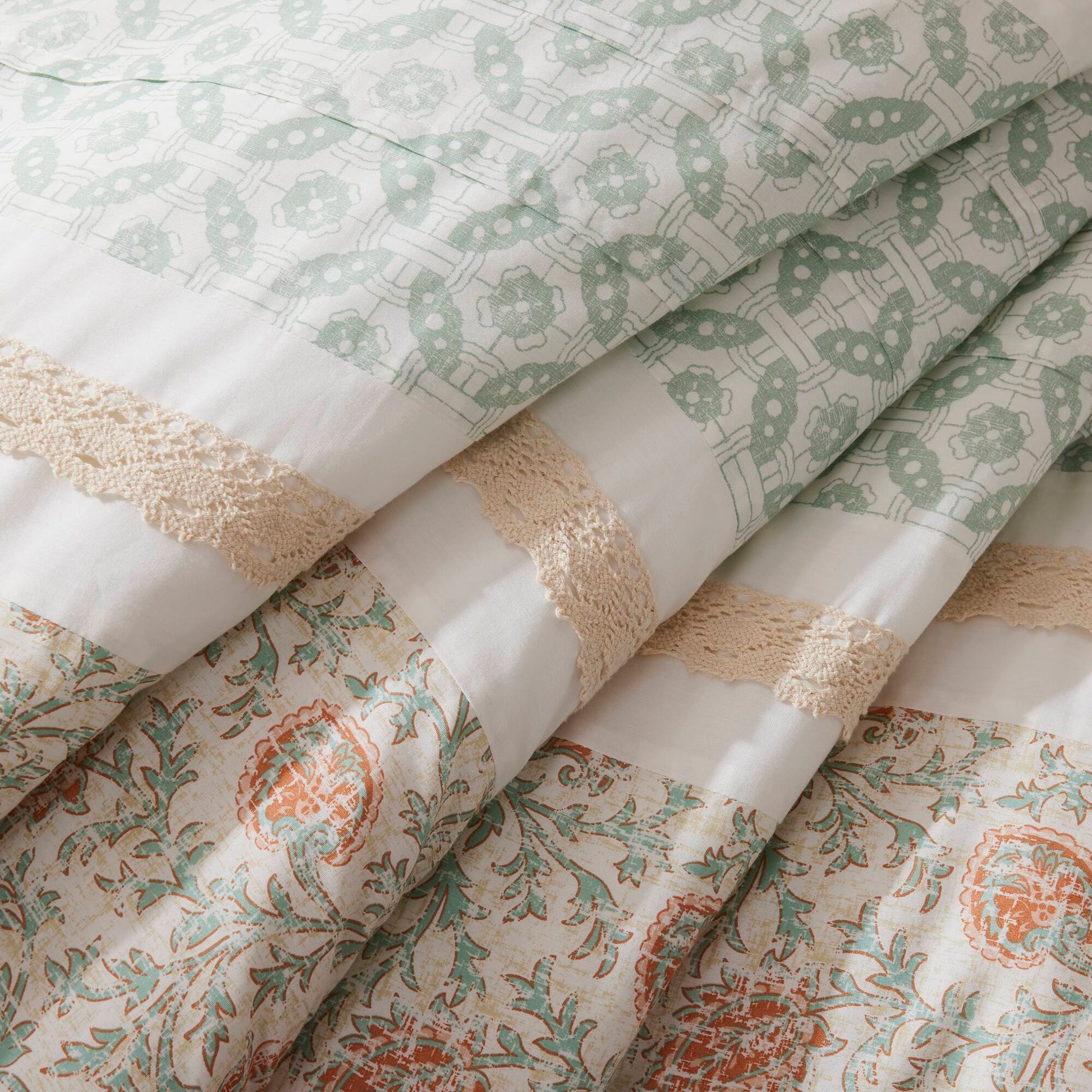 9 Piece Cotton Percale Comforter Set Coral Queen Queen Coral Polyester